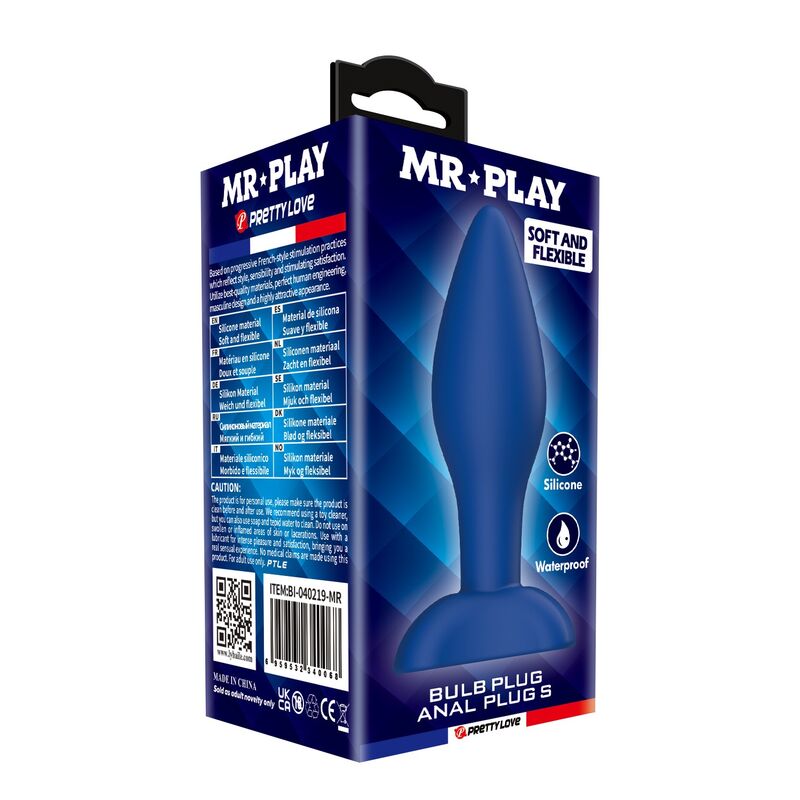 Plug Anal Conique Silicone Bleu Taille S - MR PLAY