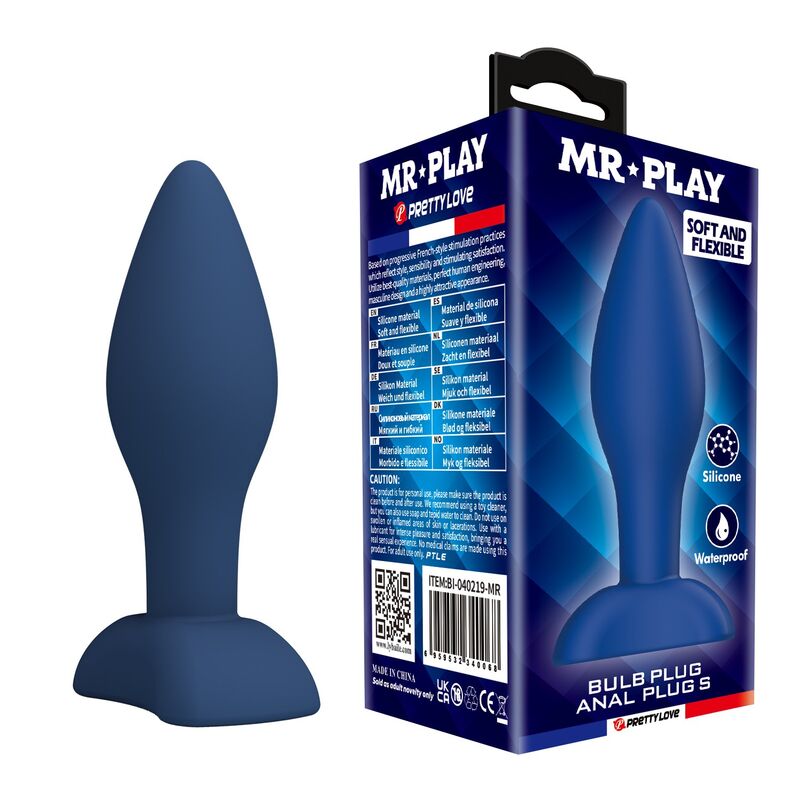 Plug Anal Conique Silicone Bleu Taille S - MR PLAY