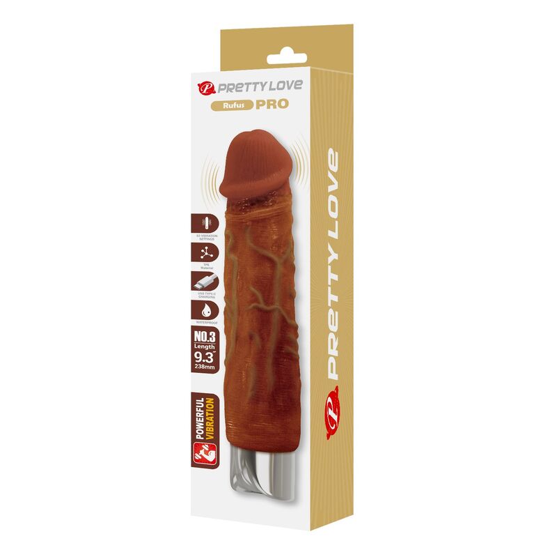 Vibromasseur Réaliste Duke 23,5 cm Marron - Pretty Love