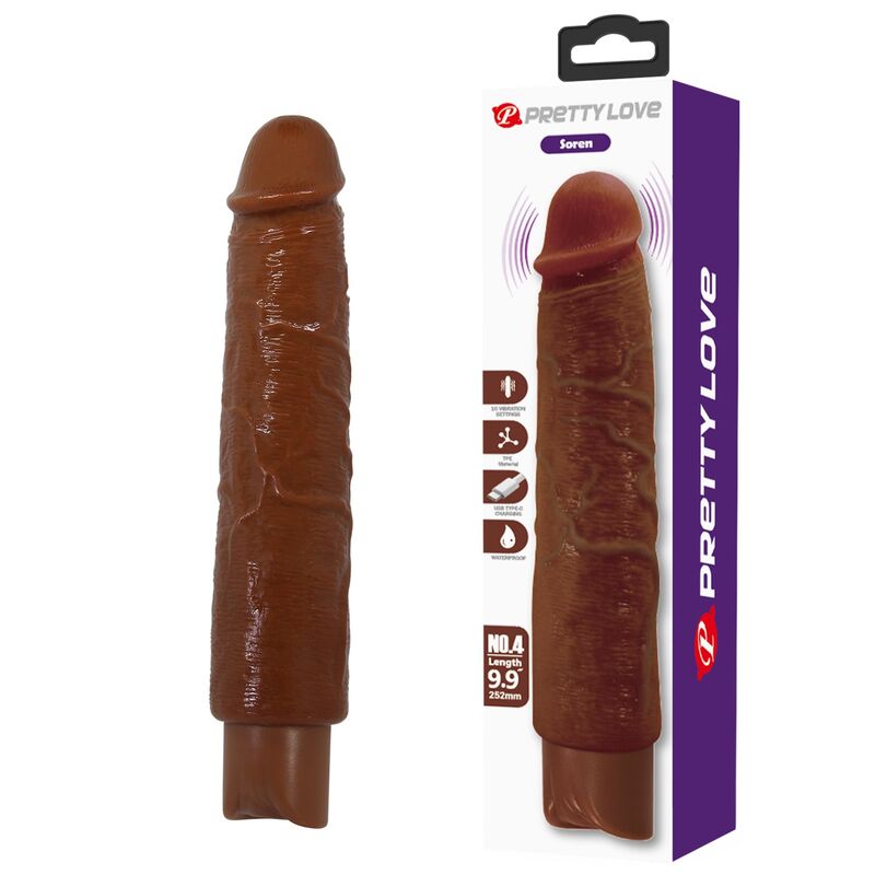 Vibromasseur Réaliste Gavin 25 cm Marron - Pretty Love