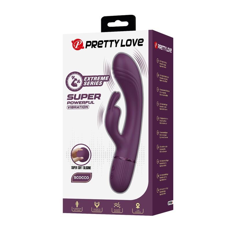 Vibromasseur Lapin Rocco 10 Fonctions Violet - Pretty Love