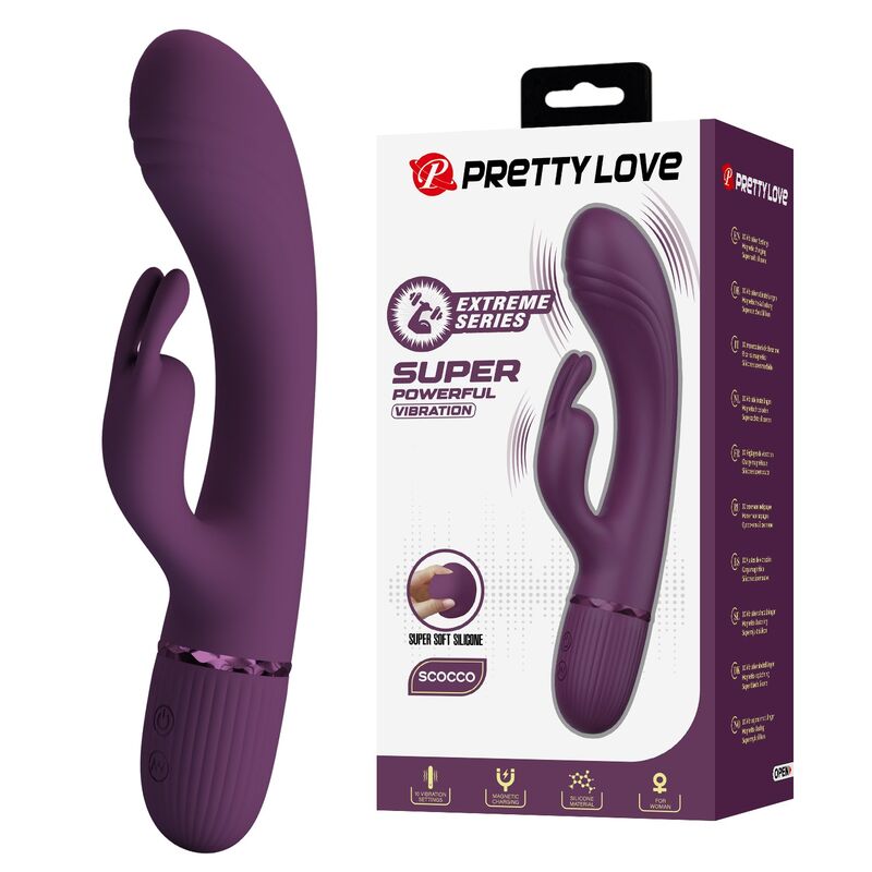 Vibromasseur Lapin Rocco 10 Fonctions Violet - Pretty Love