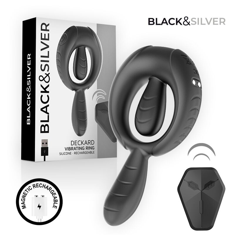 Anneau Vibrant Rechargeable Deckard Télécommande Noir - Black & Silver
