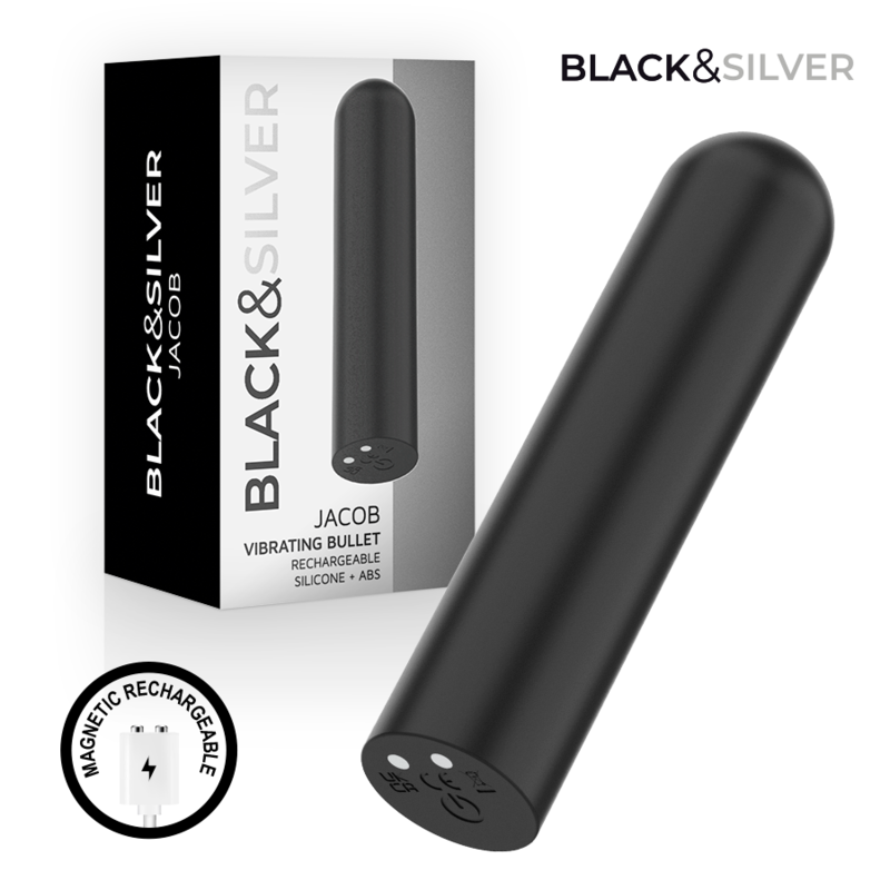 Balle Vibrante Rechargeable USB Jacob Noire 7,7 cm - Black & Silver