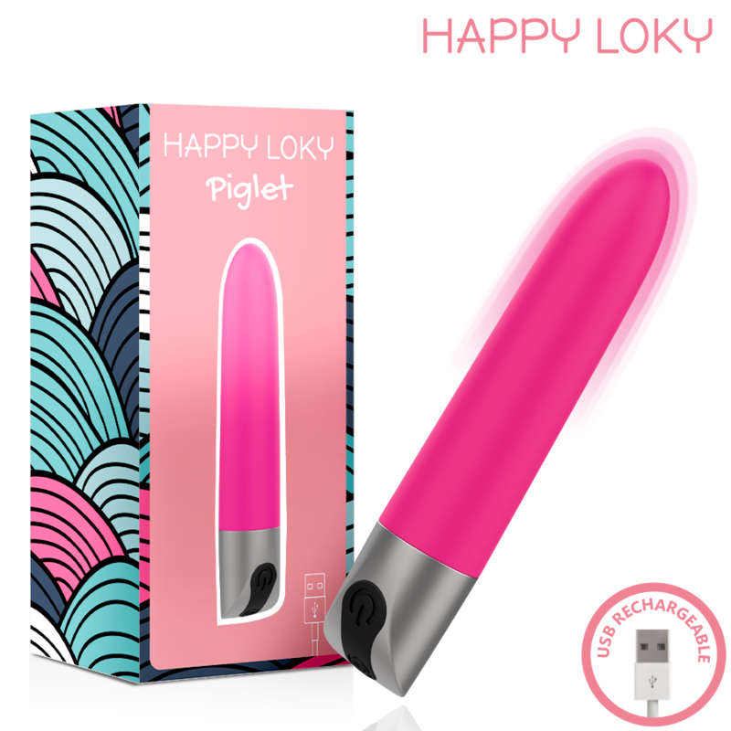 Mini Vibromasseur Piglet Rechargeable USB Rose 12 Modes - Happy Loky