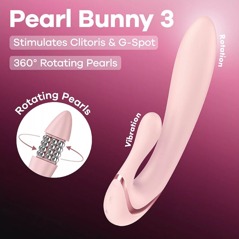 Vibromasseur Rabbit Pearl Bunny 3 Perles Rotatives Rose - Satisfyer