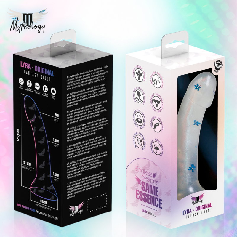 Gode Silicone Lyra 4 Transparent Fleurs 17 cm - Mythology