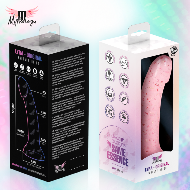Gode Silicone Lyra 9 Rose Transparent Moucheté Rouge 17 cm - Mythology