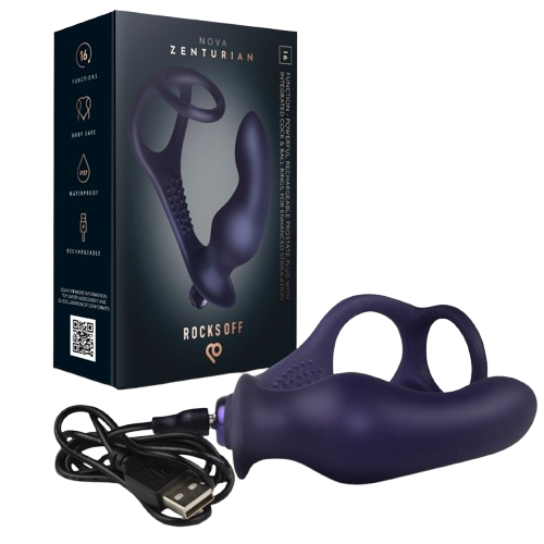 Plug Prostatique Vibrant Zenturian 16 Modes Bleu Foncé - Rocks-Off