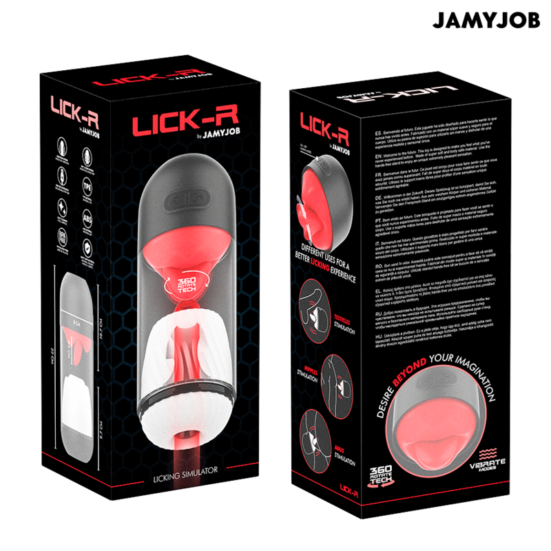 Masturbateur Automatique Lick-R Rotatif 360° Vibration Noir - Jamyjob