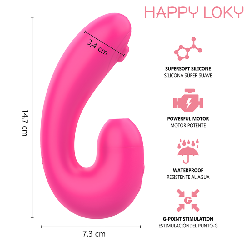 Stimulateur Point G Double Succion Pulsation Rose - Happy Loky