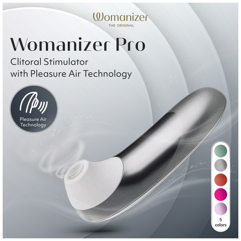 WOMANIZER - STIMULATEUR CLITORIAL PRO À SUCCION 11 NIVEAUX D'INTENSITÉ GRIS ARGENTÉ