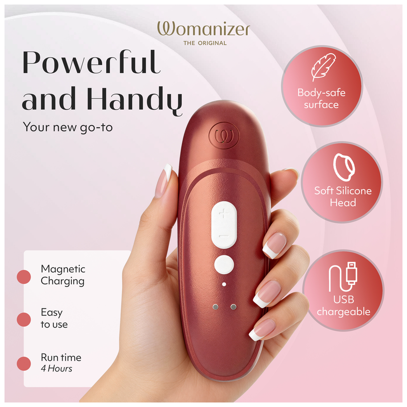 WOMANIZER - STIMULATEUR CLITORIAL PRO À SUCCION 11 NIVEAUX D'INTENSITÉ ROUGE BORDEAUX