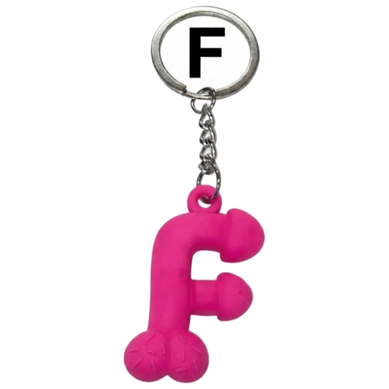 Porte-clés Pénis Fuchsia Parfumé à la Fraise Lettre F - Diablo Picante