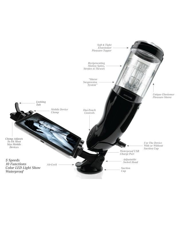 Masturbateur Masculin Mega-Bator Vibrant Noir - PDX