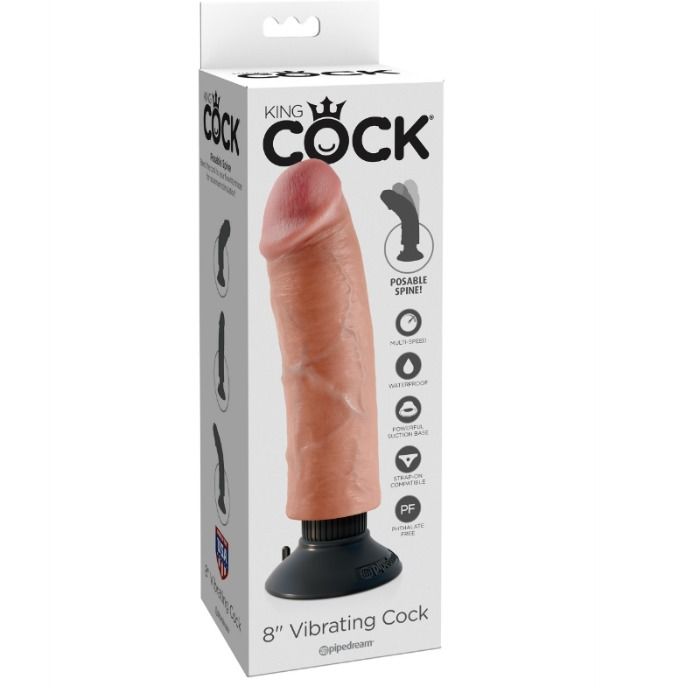 Gode Vibrant King Cock 20.32 cm Naturel - Pipedream