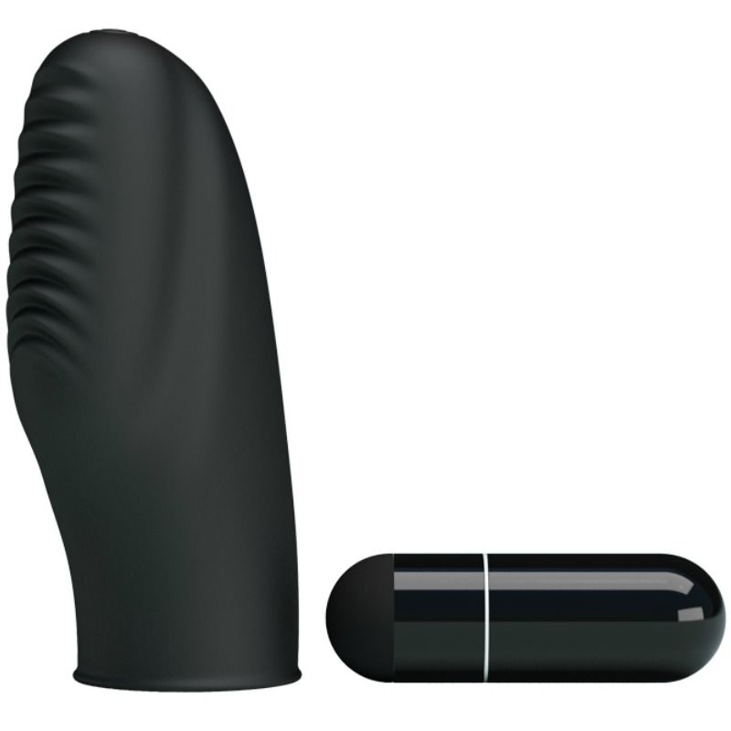 Stimulateur Doigt Vibrant Texturé Noir - Pretty Love