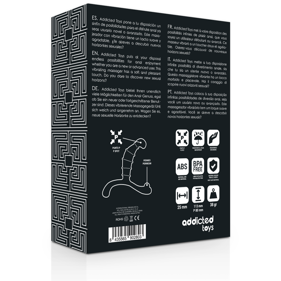Masseur Prostatique Plaisir Anal Noir - Addicted Toys