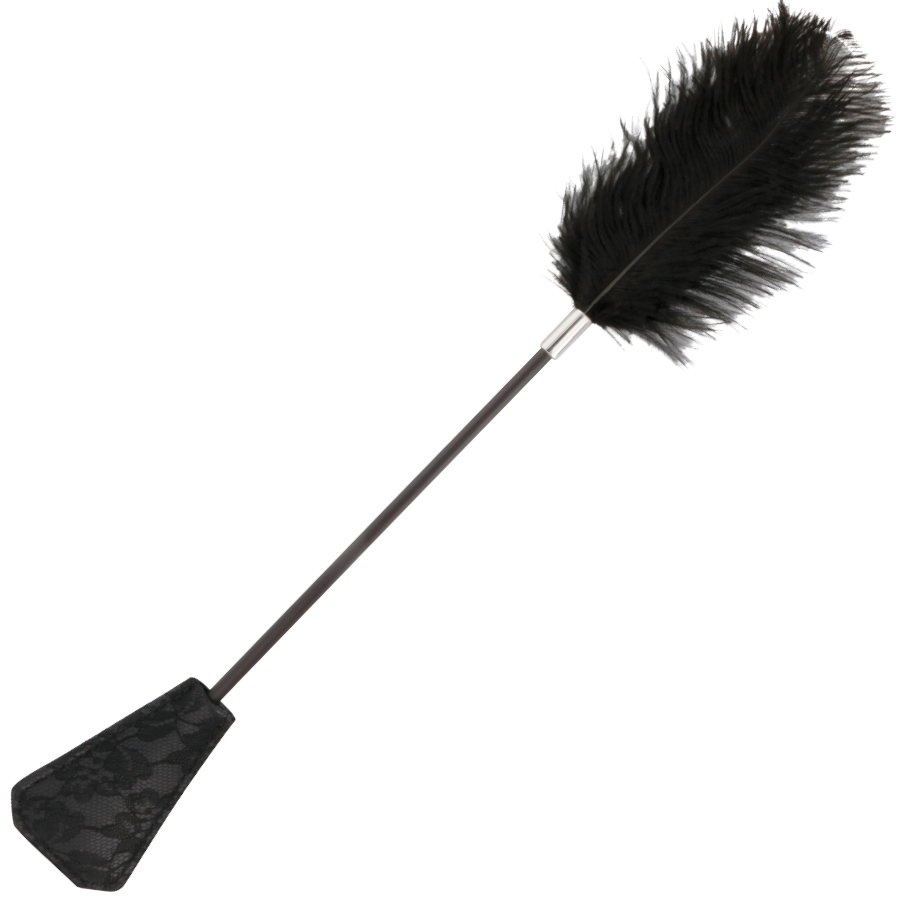 Darkness – Cravache Double Face avec Plumeau Noir – 56 cm