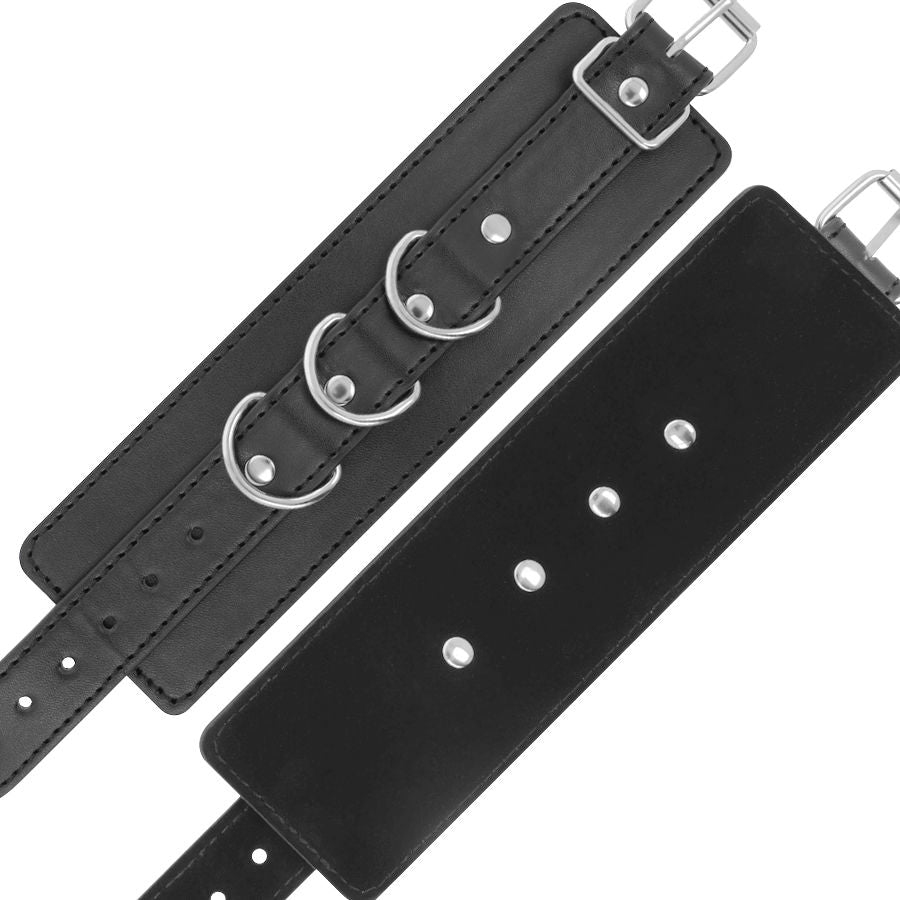 Darkness – Menottes en Simili-Cuir Noir BDSM