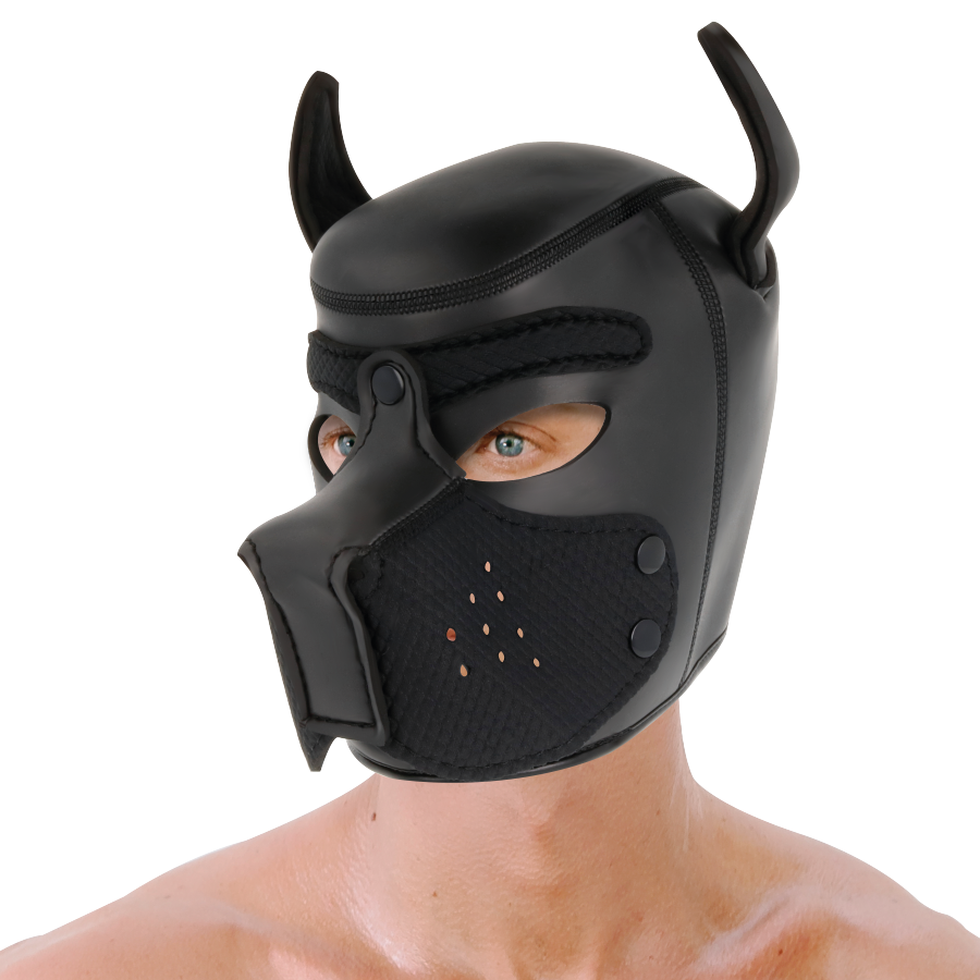Darkness – Puppy Hood en néoprène avec museau amovible