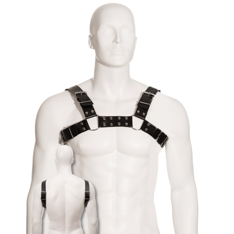 Harnais Cuir Bull Dog Noir Réglable S-XL - Leather Body - LEATHER BODY