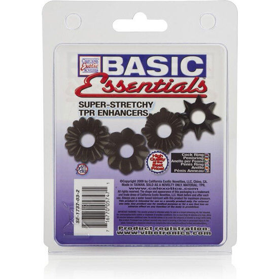 Anneaux Péniens Basic Essentials Pack de 4 - Calexotics