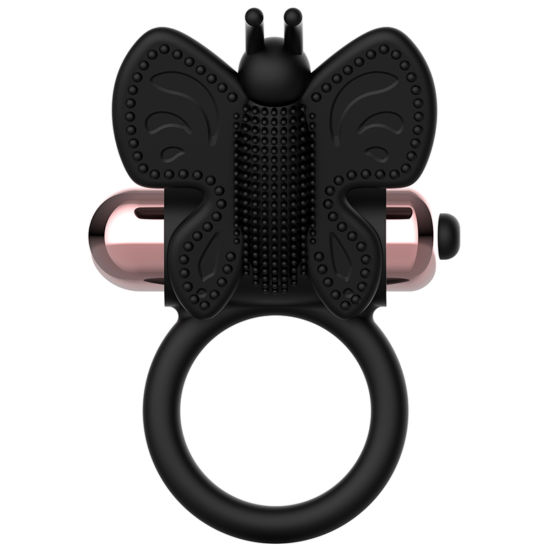 Cockring Vibrant Papillon Noir et Or - Coquette Chic Desire