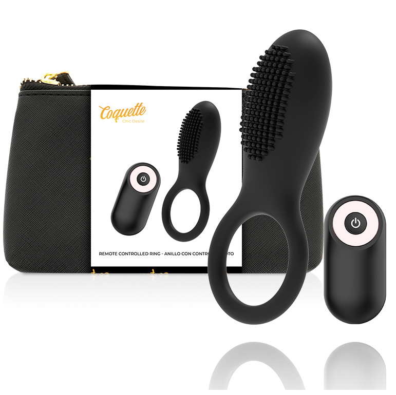 Cockring Vibrant Chic Desire Télécommandé Noir/Or - Coquette