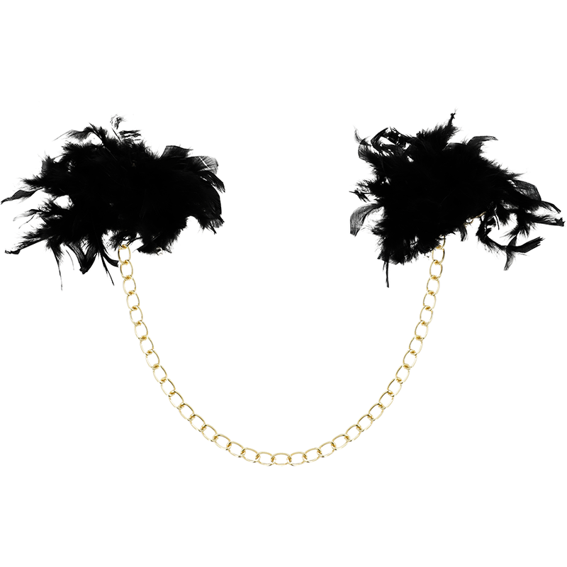 Menottes Métal Plumes Noires - Coquette Chic Desire