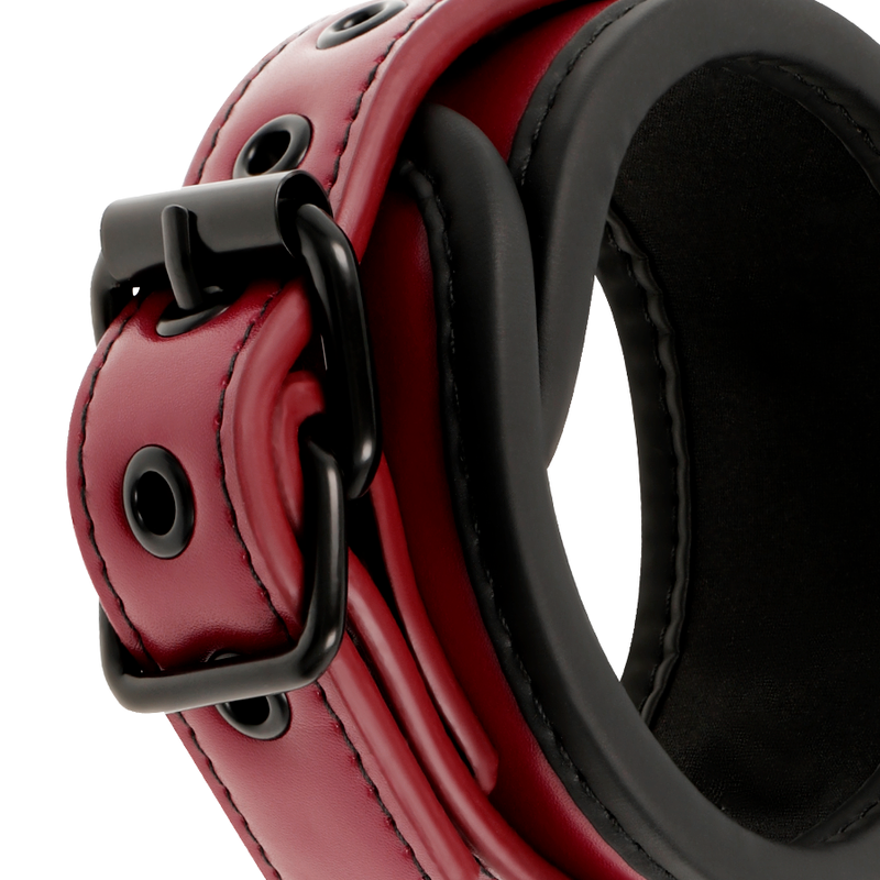 Fetish Submissive – Menottes BDSM en Cuir Synthétique Rouge