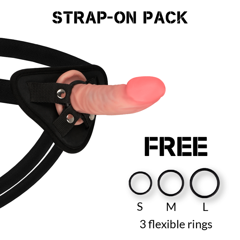 Rock Army – Gode Ceinture Ultraréaliste avec 3 Cockrings offerts / 14 cm