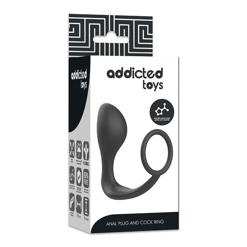 Stimulateur Prostate avec Cockring Annal Noir - Addicted Toys