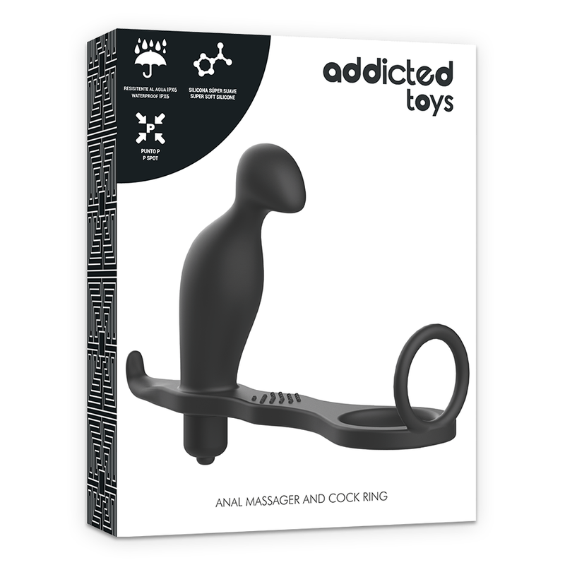 Stimulateur Prostatique Vibrant Annal avec Cockring Noir - Addicted Toys
