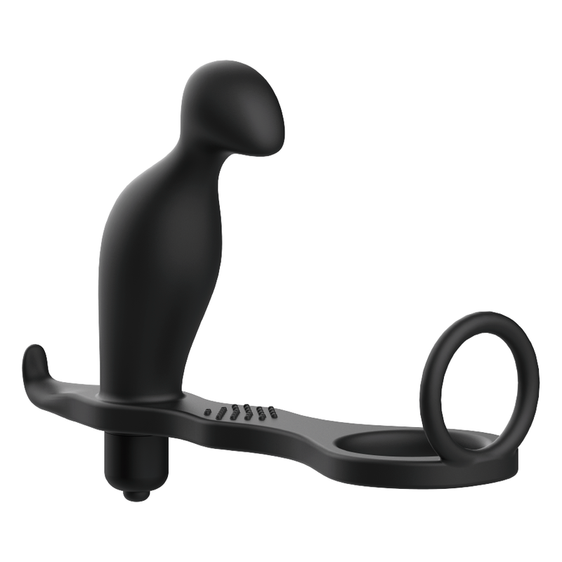 Stimulateur Prostatique Vibrant Annal avec Cockring Noir - Addicted Toys